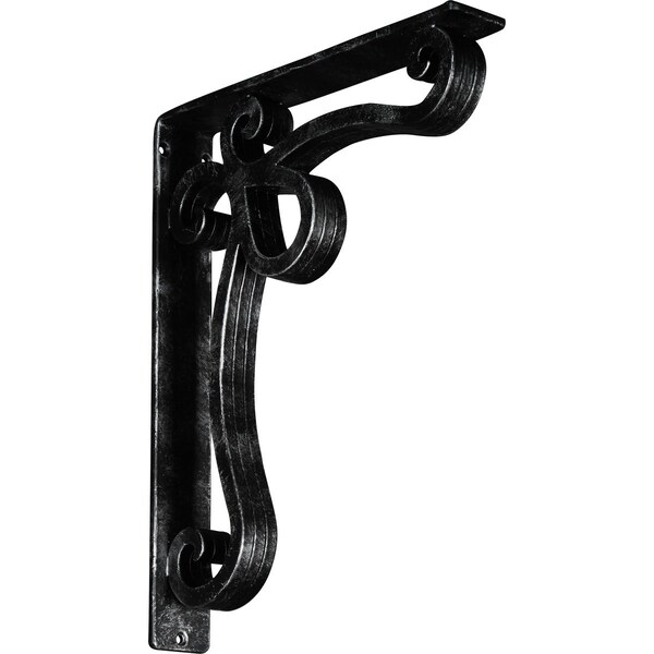 Ekena Millwork Orleans Wrought Iron Bracket, (Triple center brace), Antiqued Silver 2"W x 12"D x 15"H BKTM02X12X15TOLASV - main
